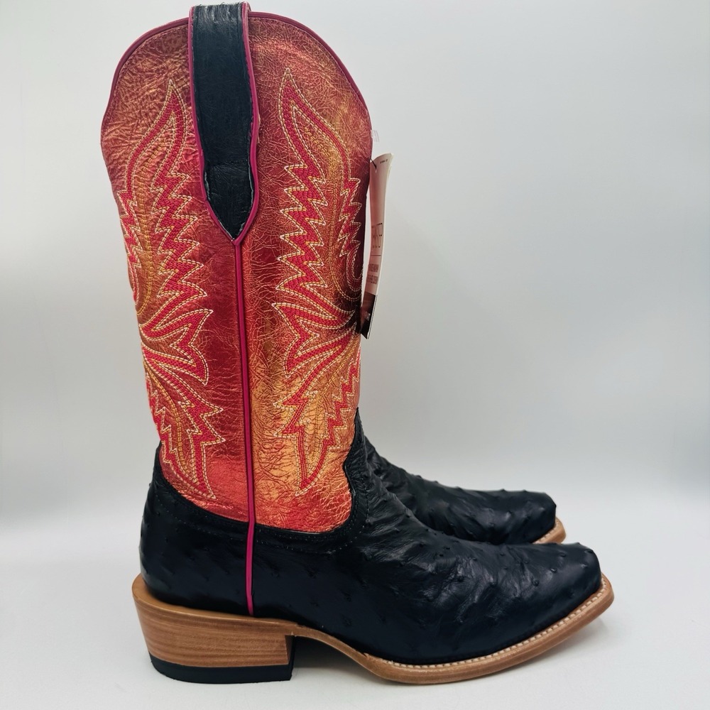 Ariat Futurity Revival Full Quill Ostrich Boots Women's Size 9 B Black Metallic - Picture 7 of 16